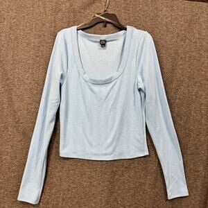 Wild Fable Womens Sweater Size Medium Blue Long Sleeve Lightweight Pullover Knit